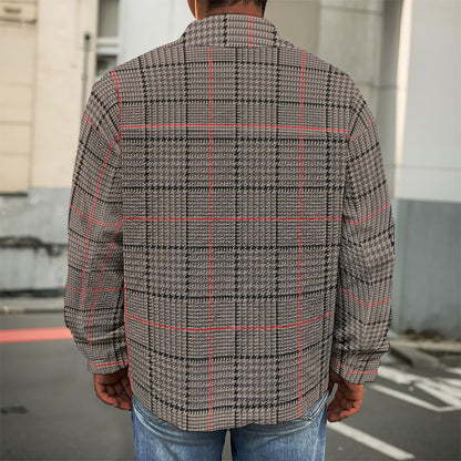 Brown Prince of Wales Check Print Men's Shirt Jacket