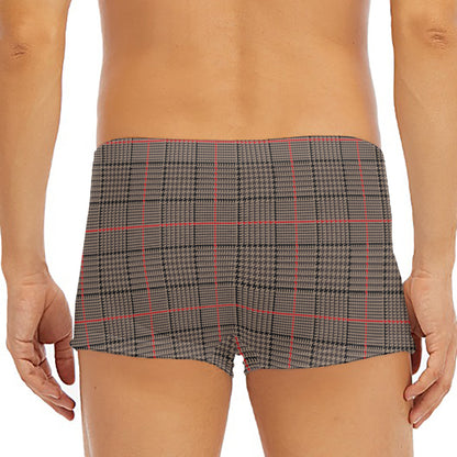 Brown Prince of Wales Check Print Men's Short Boxer Briefs