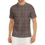 Brown Prince of Wales Check Print Men's Short Sleeve Rash Guard