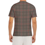 Brown Prince of Wales Check Print Men's Short Sleeve Rash Guard