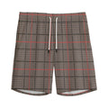 Brown Prince of Wales Check Print Men's Athletic Shorts