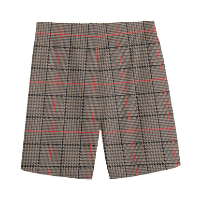 Brown Prince of Wales Check Print Men's Sports Shorts