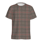 Brown Prince of Wales Check Print Men's Sports T-Shirt