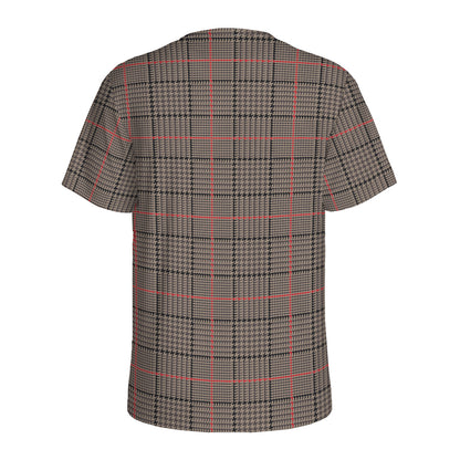 Brown Prince of Wales Check Print Men's Sports T-Shirt