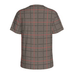Brown Prince of Wales Check Print Men's Sports T-Shirt
