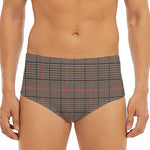 Brown Prince of Wales Check Print Men's Triangle Swim Briefs