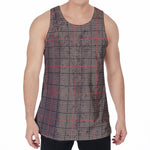 Brown Prince of Wales Check Print Men's Velvet Tank Top