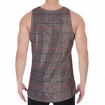 Brown Prince of Wales Check Print Men's Velvet Tank Top