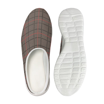 Brown Prince of Wales Check Print Mesh Casual Shoes