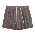 Brown Prince of Wales Check Print Mesh Shorts
