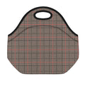 Brown Prince of Wales Check Print Neoprene Lunch Bag