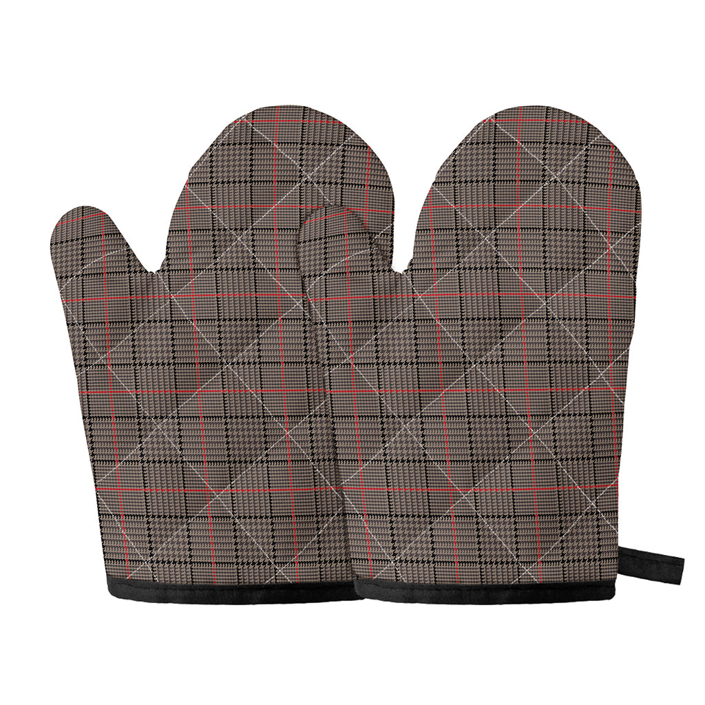 Brown Prince of Wales Check Print Oven Mitts