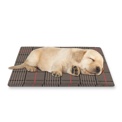 Brown Prince of Wales Check Print Pet Cooling Mat Cover