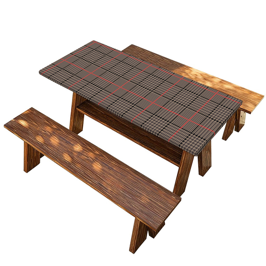 Brown Prince of Wales Check Print Picnic Table Cover