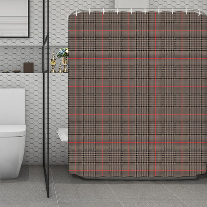 Brown Prince of Wales Check Print Polyester Shower Curtain
