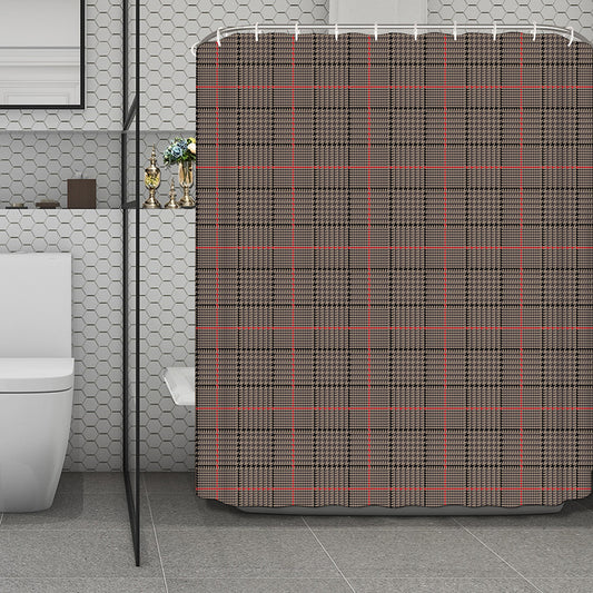 Brown Prince of Wales Check Print Polyester Shower Curtain