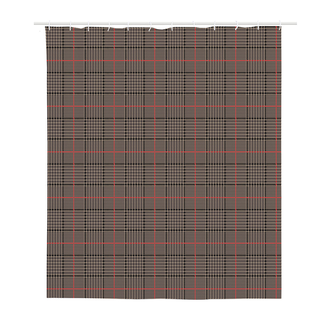 Brown Prince of Wales Check Print Polyester Shower Curtain