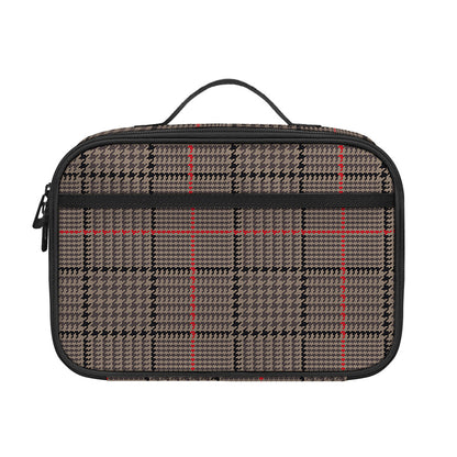 Brown Prince of Wales Check Print Portable Lunch Bag