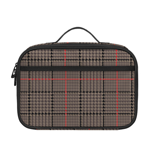 Brown Prince of Wales Check Print Portable Lunch Bag