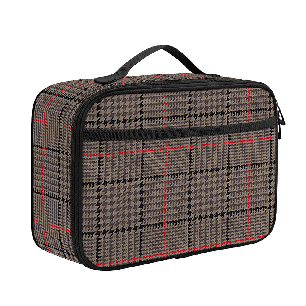 Brown Prince of Wales Check Print Portable Lunch Bag