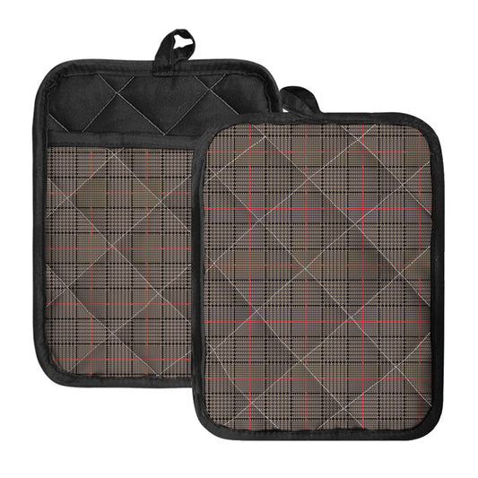 Brown Prince of Wales Check Print Pot Holders With Pocket