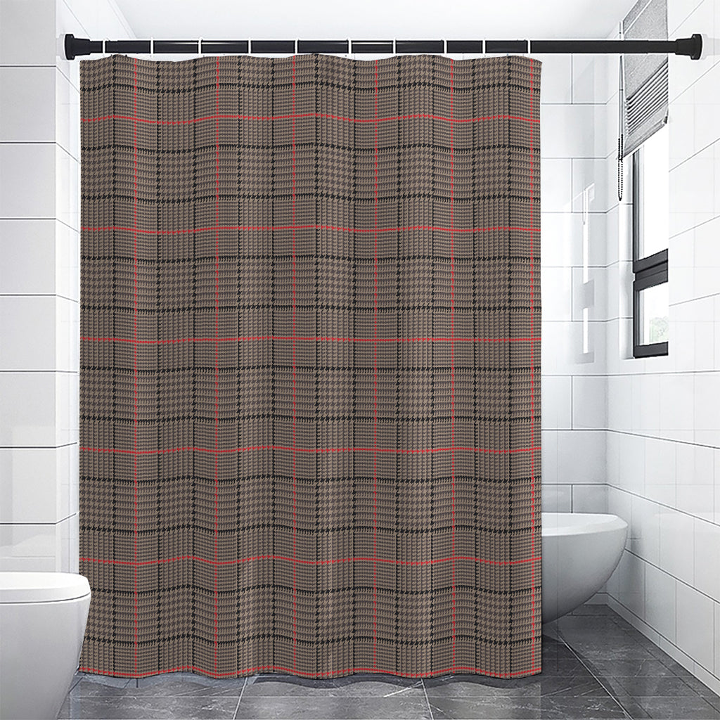 Brown Prince of Wales Check Print Premium Shower Curtain