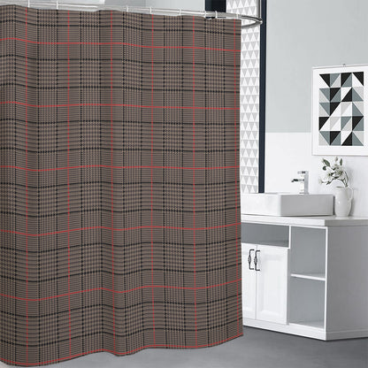 Brown Prince of Wales Check Print Premium Shower Curtain