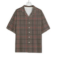 Brown Prince of Wales Check Print Rayon Hawaiian Shirt