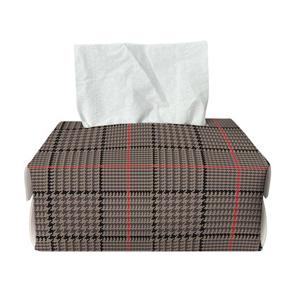 Brown Prince of Wales Check Print Rectangle Tissue Box Cover