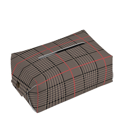 Brown Prince of Wales Check Print Rectangle Tissue Box Cover