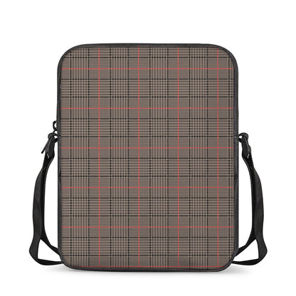 Brown Prince of Wales Check Print Rectangular Crossbody Bag