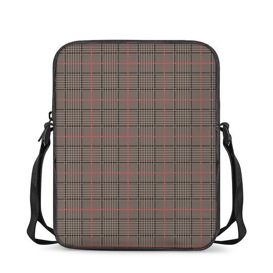 Brown Prince of Wales Check Print Rectangular Crossbody Bag