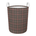 Brown Prince of Wales Check Print Round Laundry Basket