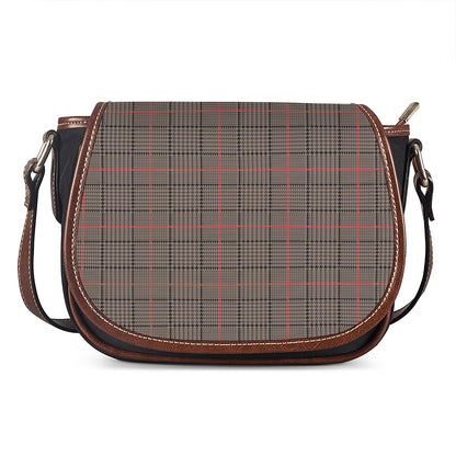 Brown Prince of Wales Check Print Saddle Bag