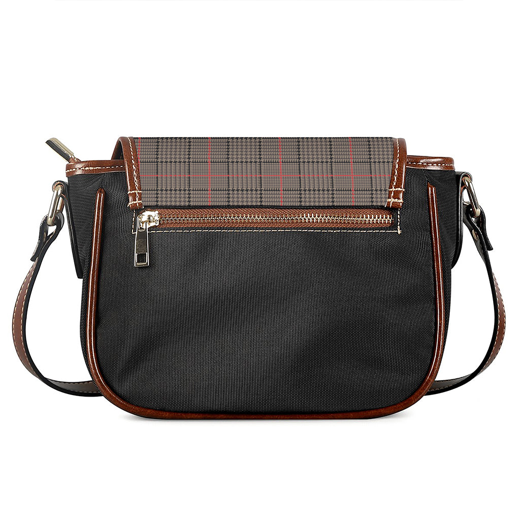 Brown Prince of Wales Check Print Saddle Bag