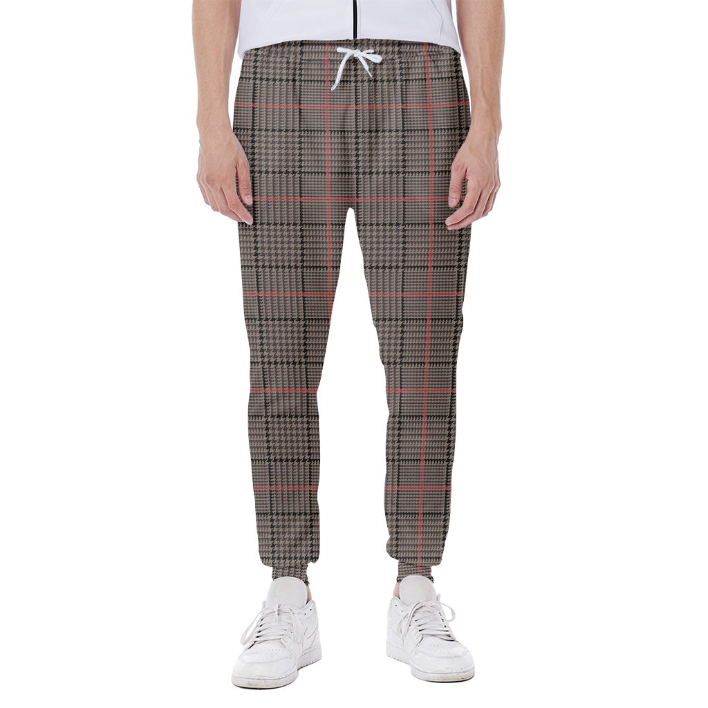 Brown Prince of Wales Check Print Scuba Joggers