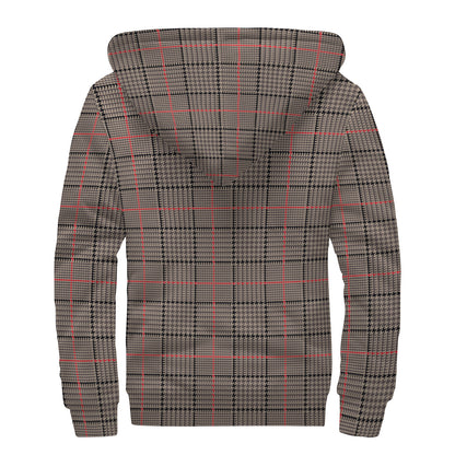 Brown Prince of Wales Check Print Sherpa Lined Zip Up Hoodie