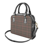 Brown Prince of Wales Check Print Shoulder Handbag