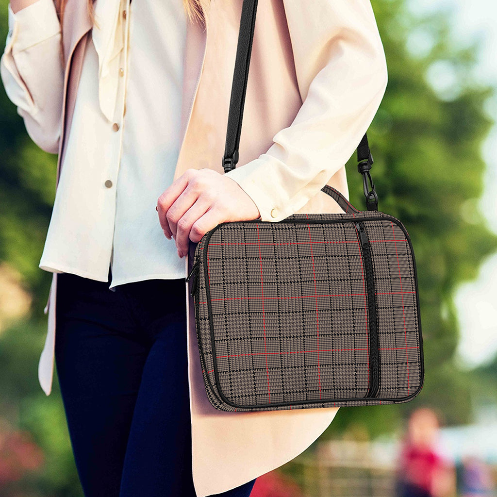 Brown Prince of Wales Check Print Shoulder Strap Bible Bag