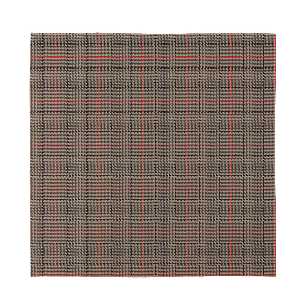 Brown Prince of Wales Check Print Silk Bandana