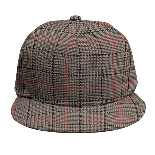 Brown Prince of Wales Check Print Snapback Cap