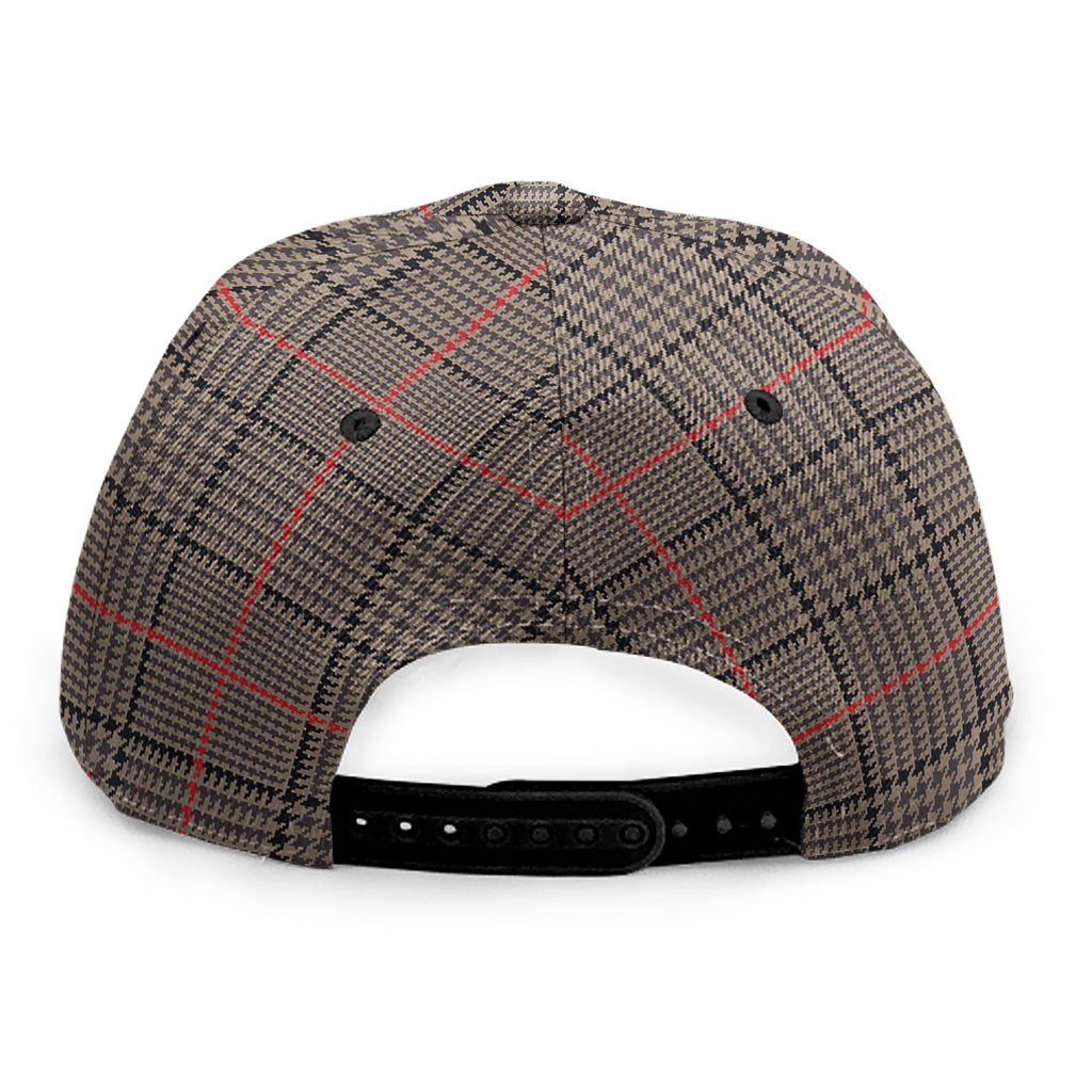 Brown Prince of Wales Check Print Snapback Cap