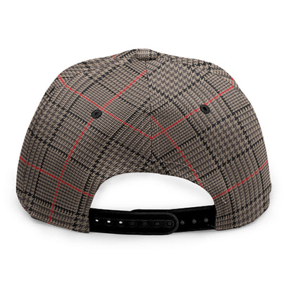 Brown Prince of Wales Check Print Snapback Cap