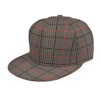 Brown Prince of Wales Check Print Snapback Cap