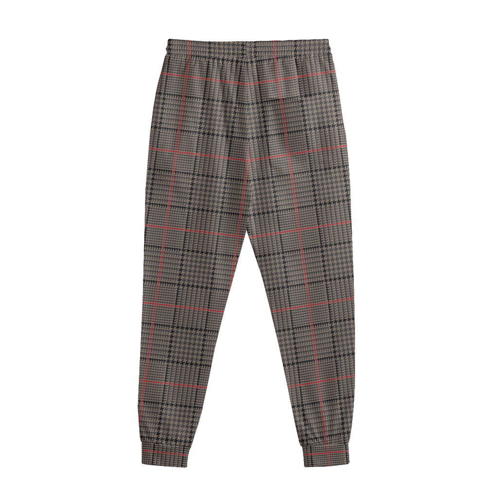 Brown Prince of Wales Check Print Sweatpants