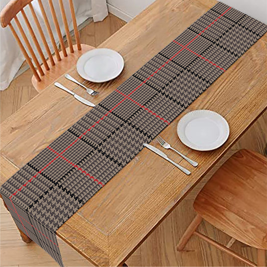 Brown Prince of Wales Check Print Table Runner