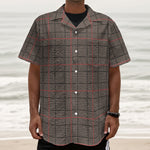 Brown Prince of Wales Check Print Textured Short Sleeve Shirt