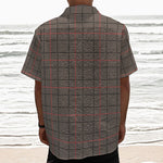 Brown Prince of Wales Check Print Textured Short Sleeve Shirt