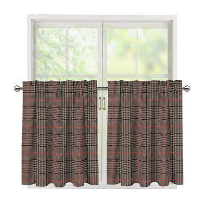 Brown Prince of Wales Check Print Tier Curtains