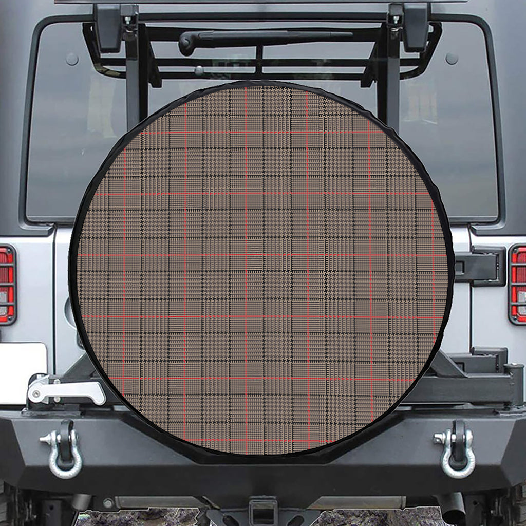 Brown Prince of Wales Check Print Tire Cover